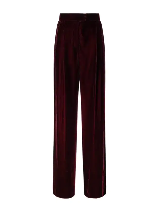 Valentino Garavani Pleated Velvet Wide-leg Pants
