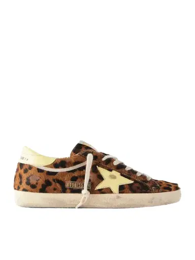 Golden Goose Super-star Horsy Distressed Animal-print Calf-hair And Leather Sneakers | Thumbnail 1 Golden Goose Super-star Horsy Distressed Animal-print Calf-hair And Leather Sneakers | Thumbnail 1