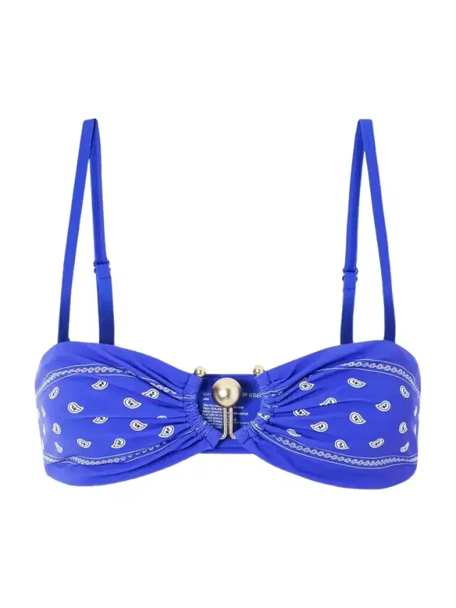 Christopher Esber Orbit Embellished Bandana-print Bikini Top