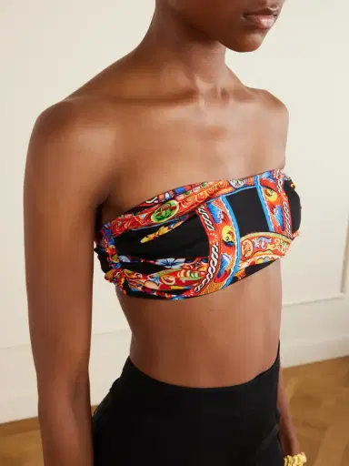 Dolce & Gabbana Carretto Printed Organza Bandeau Top | Thumbnail 4 Dolce & Gabbana Carretto Printed Organza Bandeau Top | Thumbnail 4