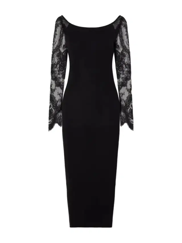 Valentino Garavani Lace-trimmed Wool-blend Midi Dress