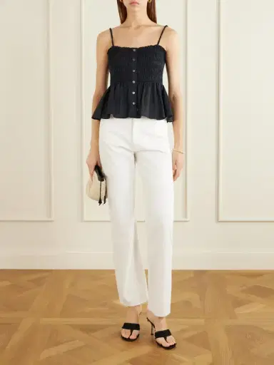 Veronica Beard Tullia Shirred Tiered Cotton-poplin Top | Thumbnail 2 Veronica Beard Tullia Shirred Tiered Cotton-poplin Top | Thumbnail 2