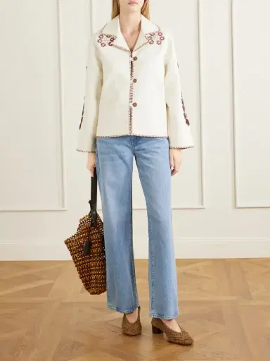 ALIX OF BOHEMIA Western Cactus Bead-embellished Textured-silk Jacket | Thumbnail 2 ALIX OF BOHEMIA Western Cactus Bead-embellished Textured-silk Jacket | Thumbnail 2