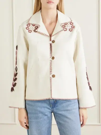 ALIX OF BOHEMIA Western Cactus Bead-embellished Textured-silk Jacket | Thumbnail 3 ALIX OF BOHEMIA Western Cactus Bead-embellished Textured-silk Jacket | Thumbnail 3