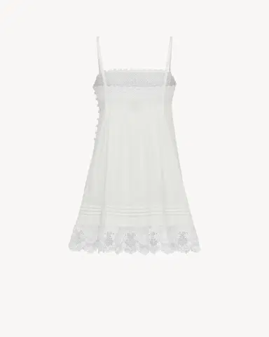 Yves Saint Laurent A-line dress in embroidered cotton poplin | Thumbnail 2 Yves Saint Laurent A-line dress in embroidered cotton poplin | Thumbnail 2