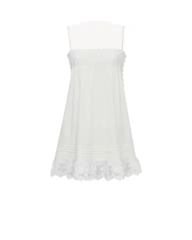 Yves Saint Laurent A-line dress in embroidered cotton poplin | Thumbnail 1 Yves Saint Laurent A-line dress in embroidered cotton poplin | Thumbnail 1