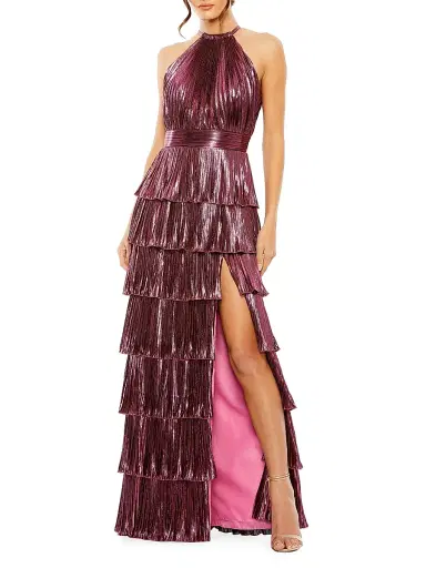 Mac Duggal Women's Halterneck Tiered Gown | Thumbnail 1