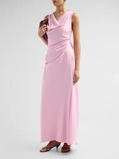 Simkhai Women's Elinne Ruched Satin Gown - Bubblegum - Size 12 | Thumbnail 4