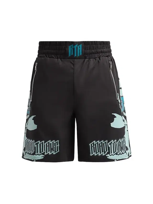 RTA Men's Chaparral Udo Elasticized Boxing Shorts - Black Light Teal