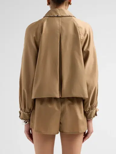 Cinq à Sept Women's Adami Rhinestone Chain Utility Jacket - Brown Sandstone - Size XL | Thumbnail 3 Cinq à Sept Women's Adami Rhinestone Chain Utility Jacket - Brown Sandstone - Size XL | Thumbnail 3