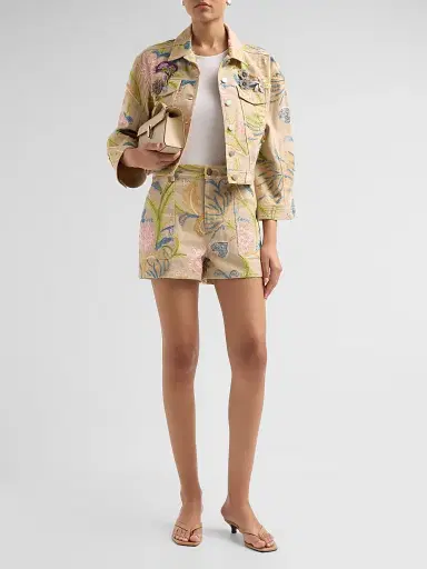 Cinq à Sept Women's Addie Brooche Denim Jacket - Khaki Multi - Size XL | Thumbnail 2 Cinq à Sept Women's Addie Brooche Denim Jacket - Khaki Multi - Size XL | Thumbnail 2