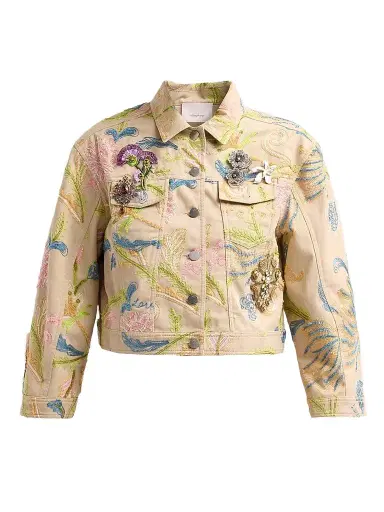 Cinq à Sept Women's Addie Brooche Denim Jacket - Khaki Multi - Size XL | Thumbnail 1 Cinq à Sept Women's Addie Brooche Denim Jacket - Khaki Multi - Size XL | Thumbnail 1