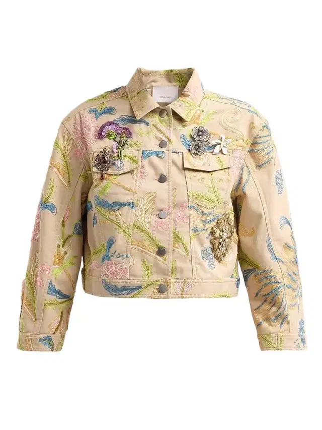 Women's Addie Brooche Denim Jacket - Khaki Multi
