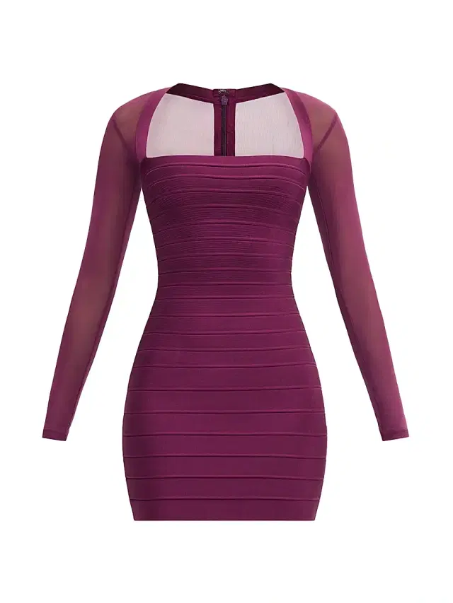 Hervé Léger Women's The Yasmin Sheer-Sleeve Minidress - Maraschino