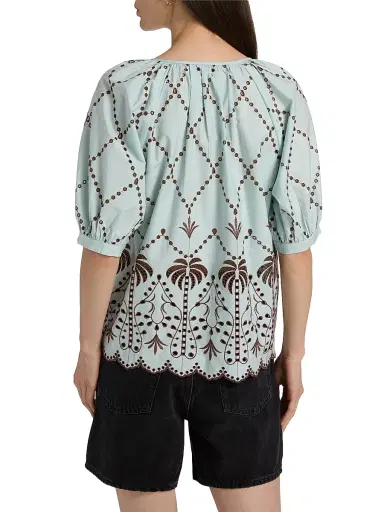 RAILS Women's Catalene Embroidered Cotton Top - Ocean Palms Embroidery - Size XS | Thumbnail 5 RAILS Women's Catalene Embroidered Cotton Top - Ocean Palms Embroidery - Size XS | Thumbnail 5