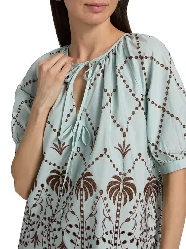 RAILS Women's Catalene Embroidered Cotton Top - Ocean Palms Embroidery - Size XS | Thumbnail 6 RAILS Women's Catalene Embroidered Cotton Top - Ocean Palms Embroidery - Size XS | Thumbnail 6