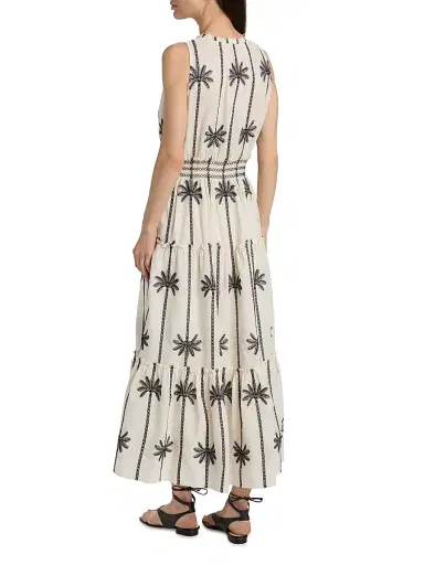 RAILS Women's Loulou Embroidered Tiered Cotton Maxi Dress - Embroidered Palms - Size XS | Thumbnail 5