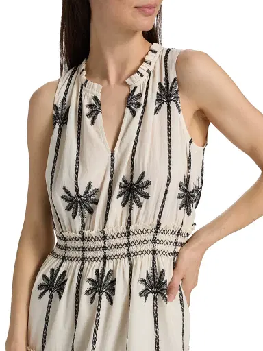 RAILS Women's Loulou Embroidered Tiered Cotton Maxi Dress - Embroidered Palms - Size XS | Thumbnail 6