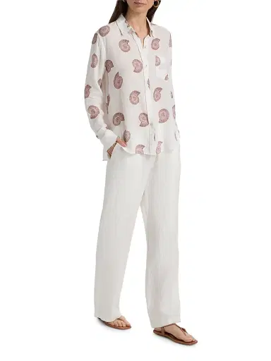 RAILS Women's Charli Seashell-Print Linen-Blend Shirt - Spiral Shells | Thumbnail 2