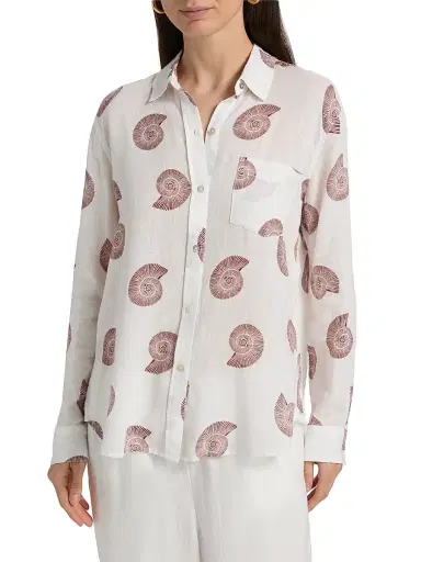 RAILS Women's Charli Seashell-Print Linen-Blend Shirt - Spiral Shells | Thumbnail 3