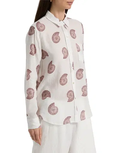 RAILS Women's Charli Seashell-Print Linen-Blend Shirt - Spiral Shells | Thumbnail 4