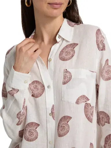 RAILS Women's Charli Seashell-Print Linen-Blend Shirt - Spiral Shells | Thumbnail 6