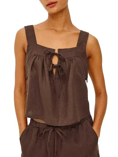 RAILS Women's Calais Crochet Flower Linen Top - Cocoa Floral Embroidery - Size XS | Thumbnail 3 RAILS Women's Calais Crochet Flower Linen Top - Cocoa Floral Embroidery - Size XS | Thumbnail 3