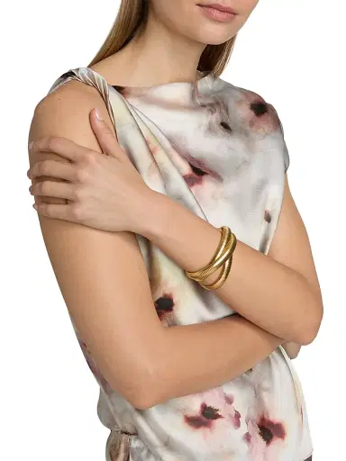 Vince Women's Watercolor Floral Satin Twisted Asymmetric Top | Thumbnail 6 Vince Women's Watercolor Floral Satin Twisted Asymmetric Top | Thumbnail 6