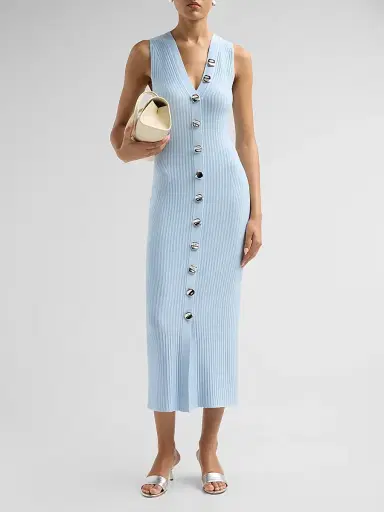Adam Lippes Women's Eliza Rib-Knit Midi Dress | Thumbnail 2 Adam Lippes Women's Eliza Rib-Knit Midi Dress | Thumbnail 2