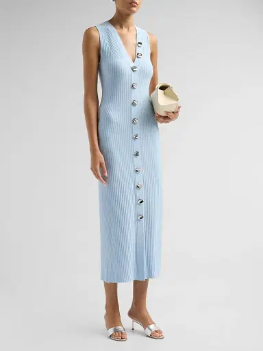 Adam Lippes Women's Eliza Rib-Knit Midi Dress | Thumbnail 4 Adam Lippes Women's Eliza Rib-Knit Midi Dress | Thumbnail 4