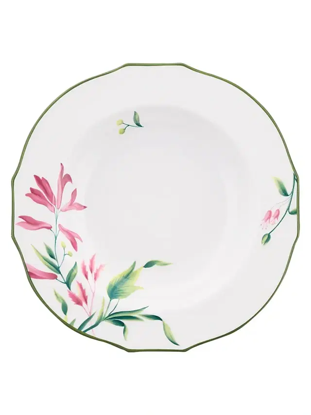 Ginori 1735 Florenza Porcelain Soup Plate - Pink White