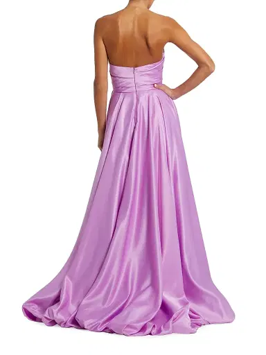 Mac Duggal Women's Strapless High-Low Satin Gown - Orchid - Size 6 | Thumbnail 4 Mac Duggal Women's Strapless High-Low Satin Gown - Orchid - Size 6 | Thumbnail 4