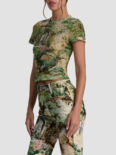 Alice + Olivia Women's Tess Terrain-Print T-Shirt - Terrain - Size XL | Thumbnail 6 Alice + Olivia Women's Tess Terrain-Print T-Shirt - Terrain - Size XL | Thumbnail 6