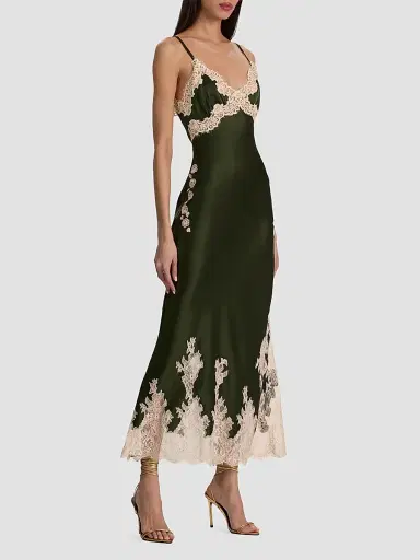 Alice + Olivia Women's Julietta Cutaway Lace-Trim Midi Slipdress - Dark Fern Biscotti - Size 14 | Thumbnail 4 Alice + Olivia Women's Julietta Cutaway Lace-Trim Midi Slipdress - Dark Fern Biscotti - Size 14 | Thumbnail 4