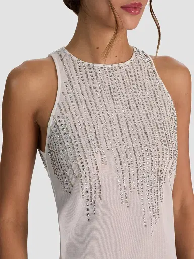 Alice + Olivia Women's Pania Embellished Top - Off White Clear Crystal | Thumbnail 5