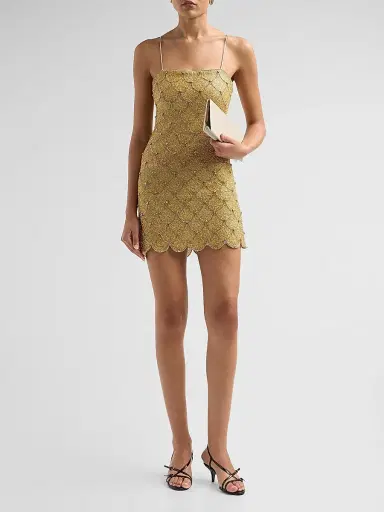 Alice + Olivia Women's Nina Embellished Scallop Mini Dress | Thumbnail 2 Alice + Olivia Women's Nina Embellished Scallop Mini Dress | Thumbnail 2