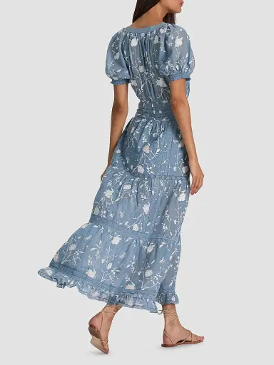 Alice + Olivia Women's Kathryn Lace-Trim Floral Midi Shirtdress - Deep Denim Blue Vanilla - Size XL | Thumbnail 3 Alice + Olivia Women's Kathryn Lace-Trim Floral Midi Shirtdress - Deep Denim Blue Vanilla - Size XL | Thumbnail 3