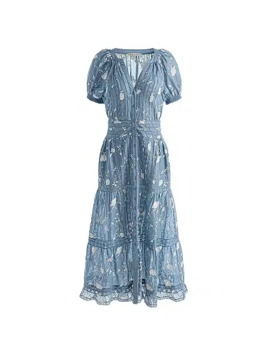 Alice + Olivia Women's Kathryn Lace-Trim Floral Midi Shirtdress - Deep Denim Blue Vanilla - Size XL | Thumbnail 1 Alice + Olivia Women's Kathryn Lace-Trim Floral Midi Shirtdress - Deep Denim Blue Vanilla - Size XL | Thumbnail 1
