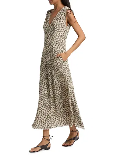 rag & bone Women's Emmet Floral Midi-Dress - Cream Floral - Size 12 | Thumbnail 2