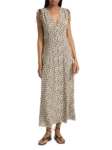 rag & bone Women's Emmet Floral Midi-Dress - Cream Floral - Size 12 | Thumbnail 3