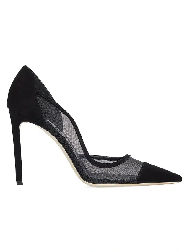 Jimmy Choo Women's Brigitte 100MM Suede and Mesh Pumps - Black