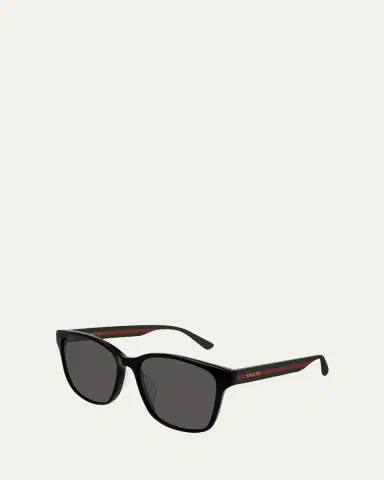 Gucci Men's Square Acetate Sunglasses with Signature Web | Thumbnail 2