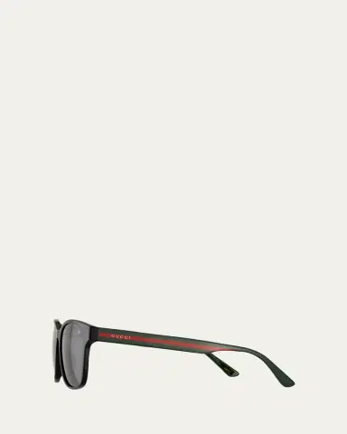 Gucci Men's Square Acetate Sunglasses with Signature Web | Thumbnail 3