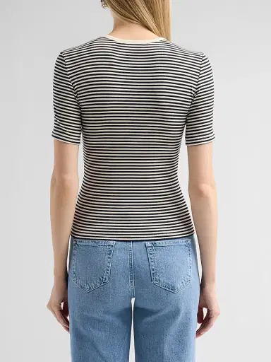 Frame Women's The Fine Striped Crewneck T-Shirt - Cream Multi - Size XL | Thumbnail 3 Frame Women's The Fine Striped Crewneck T-Shirt - Cream Multi - Size XL | Thumbnail 3