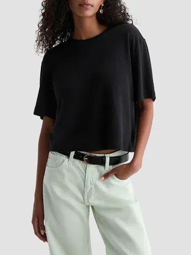 AG Jeans Women's Charli Crewneck T-Shirt - Super Black | Thumbnail 3