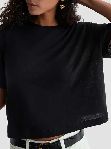AG Jeans Women's Charli Crewneck T-Shirt - Super Black | Thumbnail 5