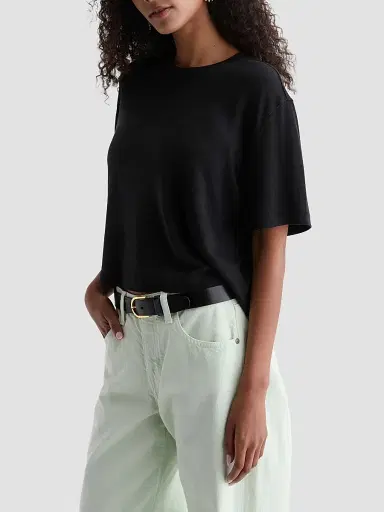 AG Jeans Women's Charli Crewneck T-Shirt - Super Black | Thumbnail 7