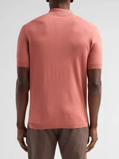 Saks Fifth Avenue Men's Cotton-Silk Knit Tipped-Collar Sweater - Pink - Size XXL | Thumbnail 3