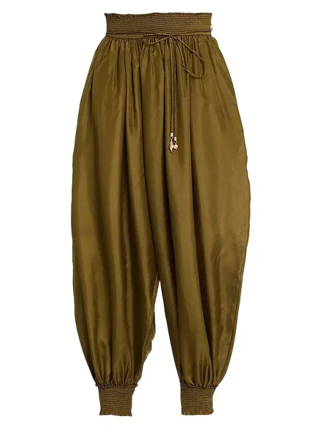 Zimmermann Women's Mahon Silk Parachute Pants - Olive