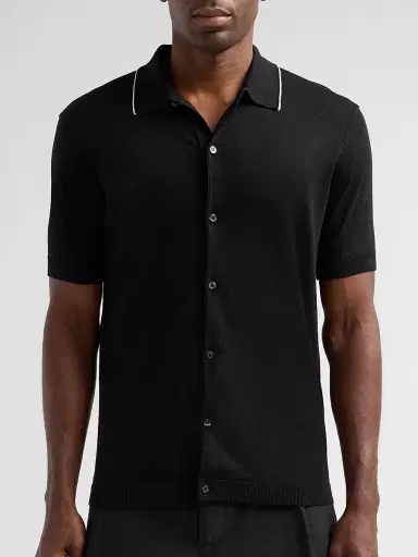 Saks Fifth Avenue Men's Cotton-Silk Knit Tipped-Collar Sweater | Thumbnail 5 Saks Fifth Avenue Men's Cotton-Silk Knit Tipped-Collar Sweater | Thumbnail 5